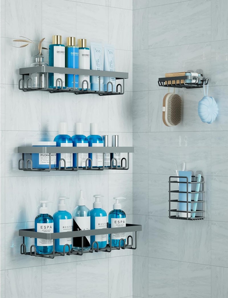 GVY Shower Caddy 5 Pack, Adhesive Shower Organizer Bathroom Shelves,Rustproof Bathroom Organizers and Storage for Home Decor, No Drilling Shower Shelves for Apartment Essentials - Image 1